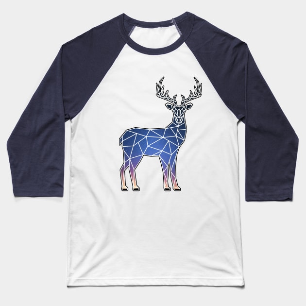 Deer and the night sky Baseball T-Shirt by Kamila's Ideas